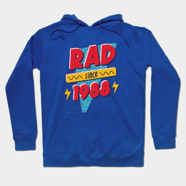 Rad Since 1988 // Retro Memphis Style 90s Nostalgia Hoodie by SLAG_Creative